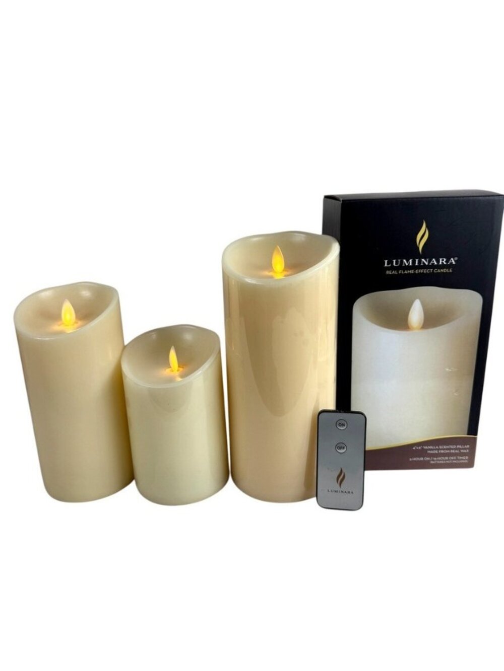 Luminara Flameless Wax Pillar Candles Lot Of 3 With Remote Tested And Work